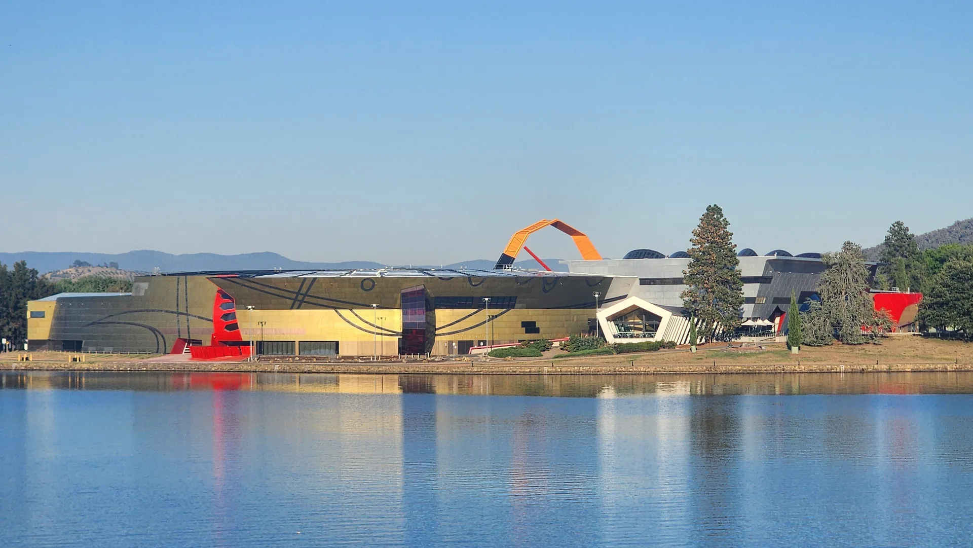 The National Museum of Australia beside Lake Burley Griffin in Canberra.