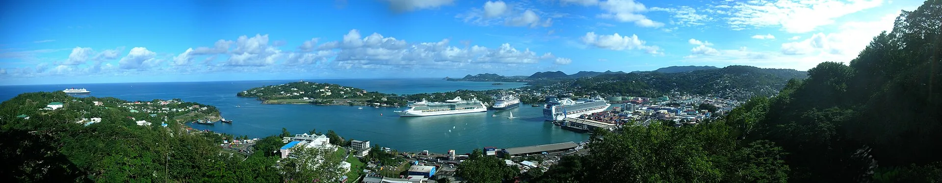 Castries harbor and surrounding hills in Saint Lucia