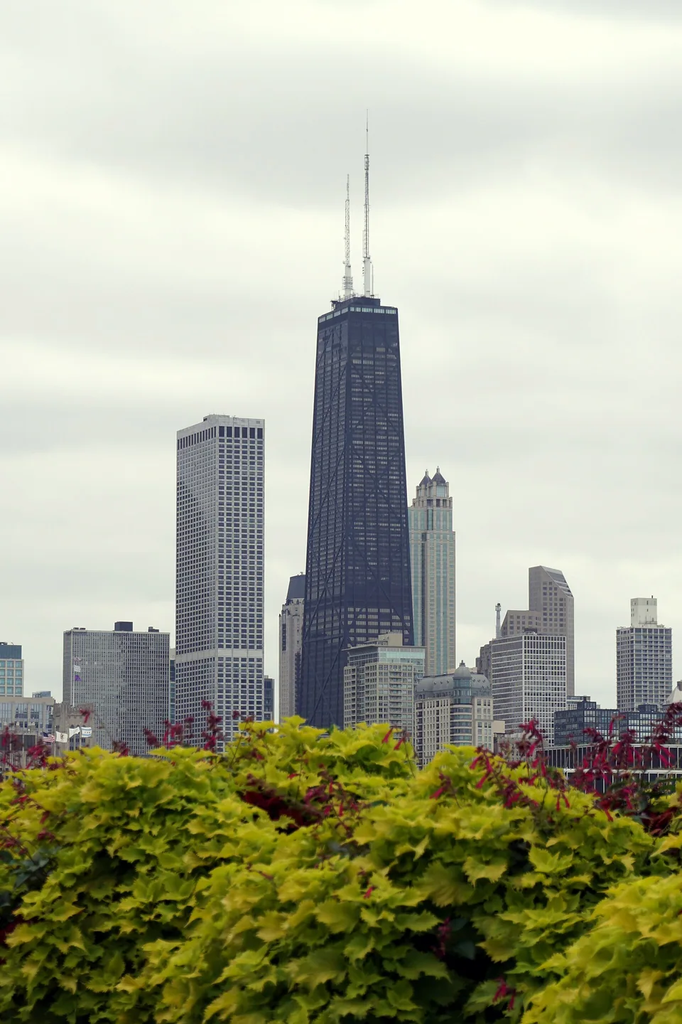 The tower at 875 North Michigan Avenue, formerly the John Hancock Center, in Chicago’s skyline viewed from Navy Pier.
