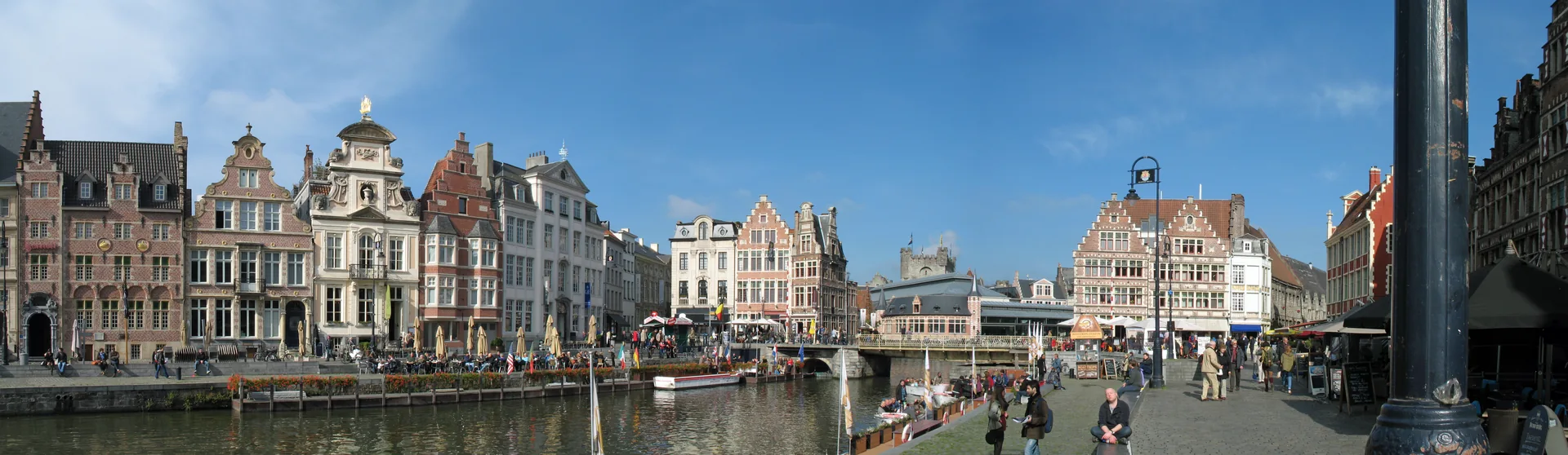 Historic guild houses along Graslei and Korenlei in Ghent