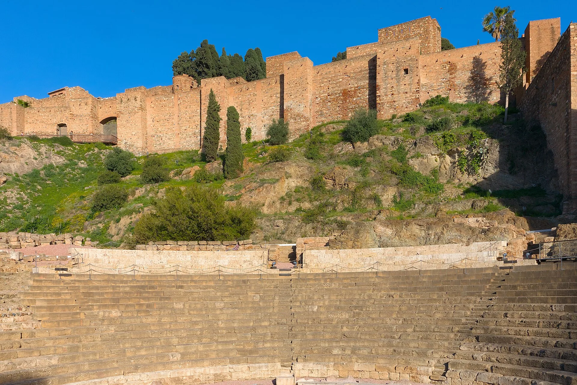 Málaga’s Roman theatre beneath the walls and towers of the Alcazaba