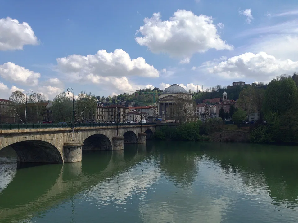 The River Po and Vittorio Emanuele I bridge in Turin