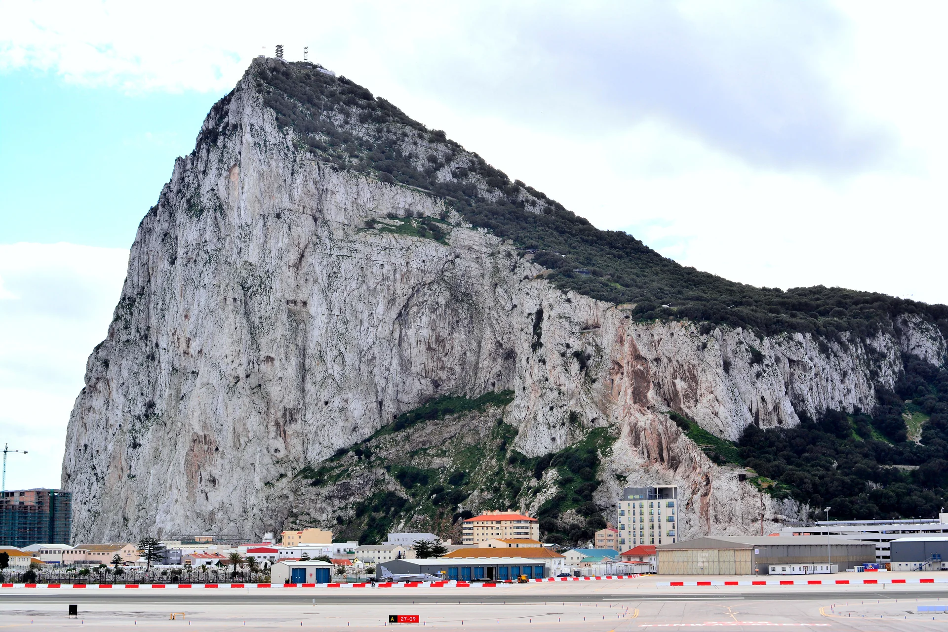 The Rock of Gibraltar seen from the airport terminal in February 2015