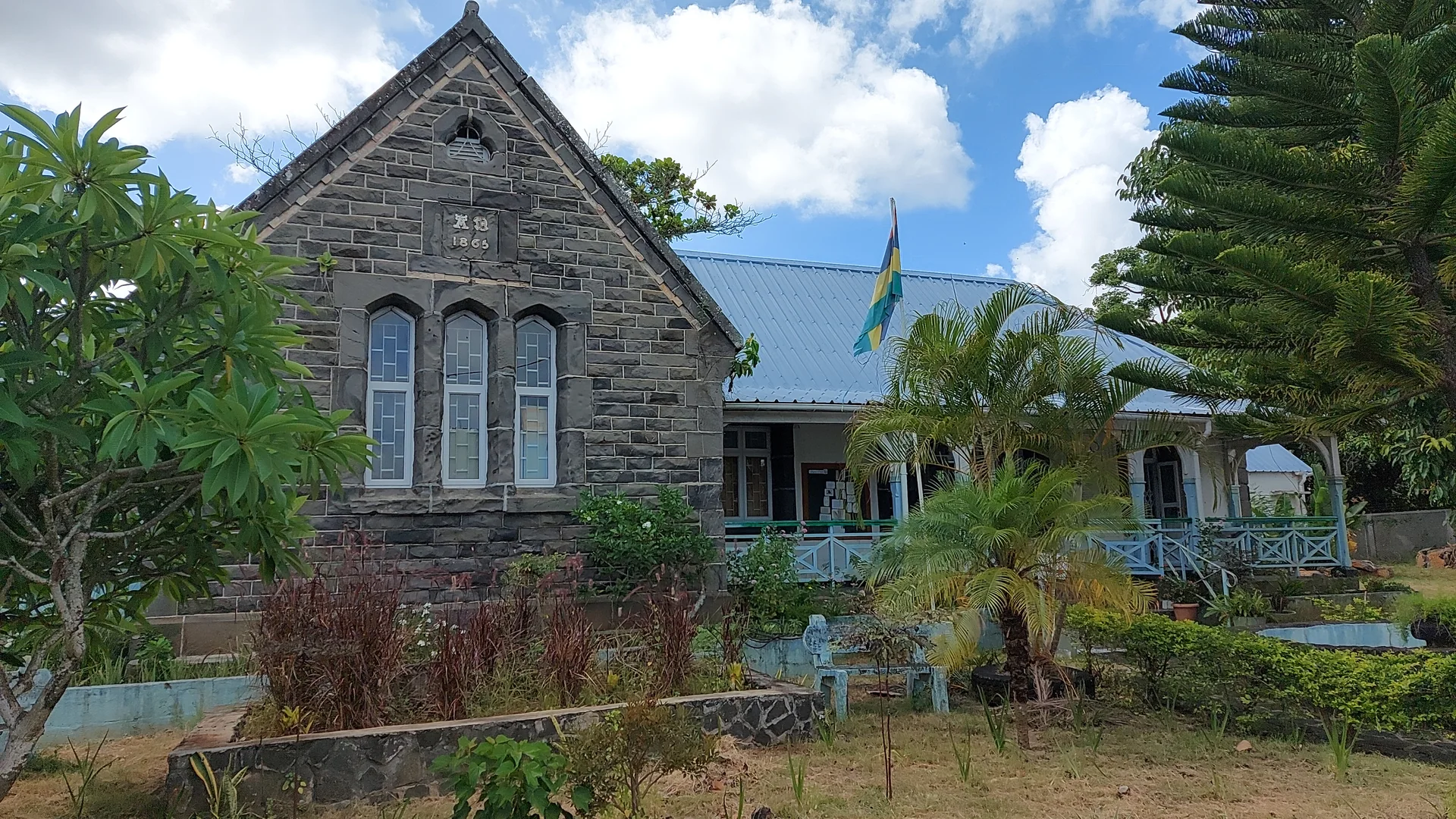 Grand Baie public library in its stone heritage building