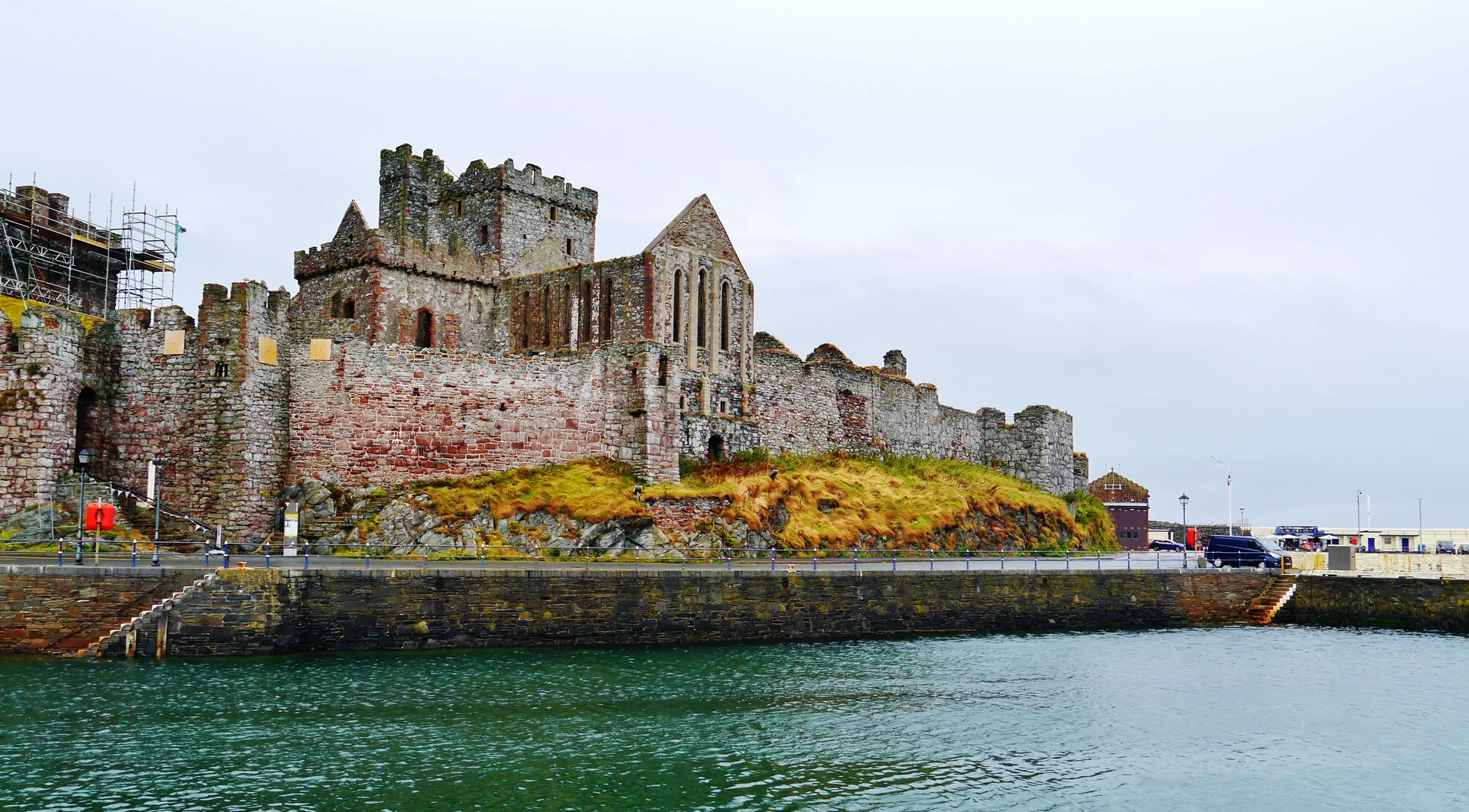 Peel Castle and the ruins of St German’s Cathedral on the Isle of Man, photographed in July 2022