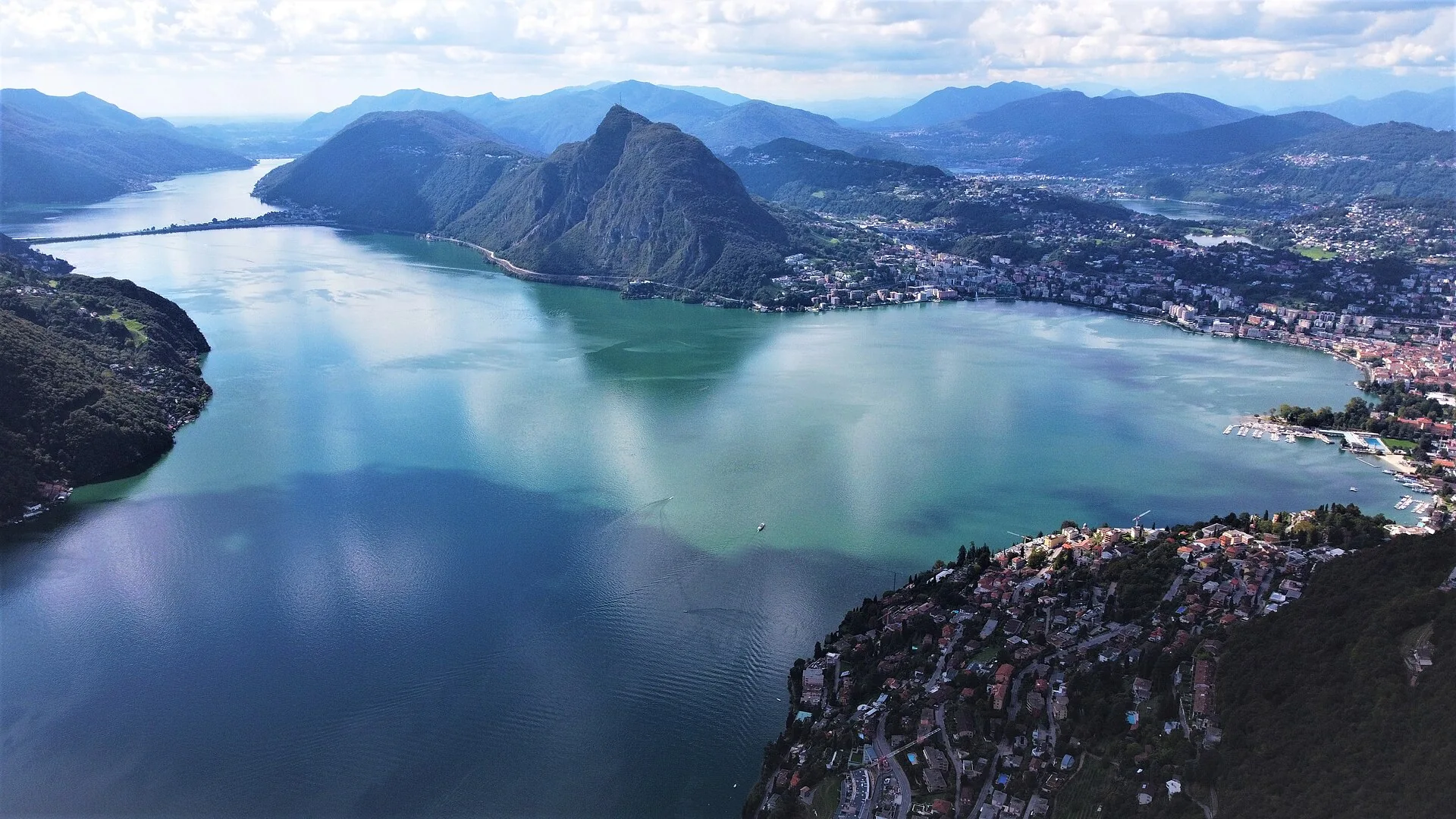 Lugano and Monte San Salvatore viewed from Monte Brè.