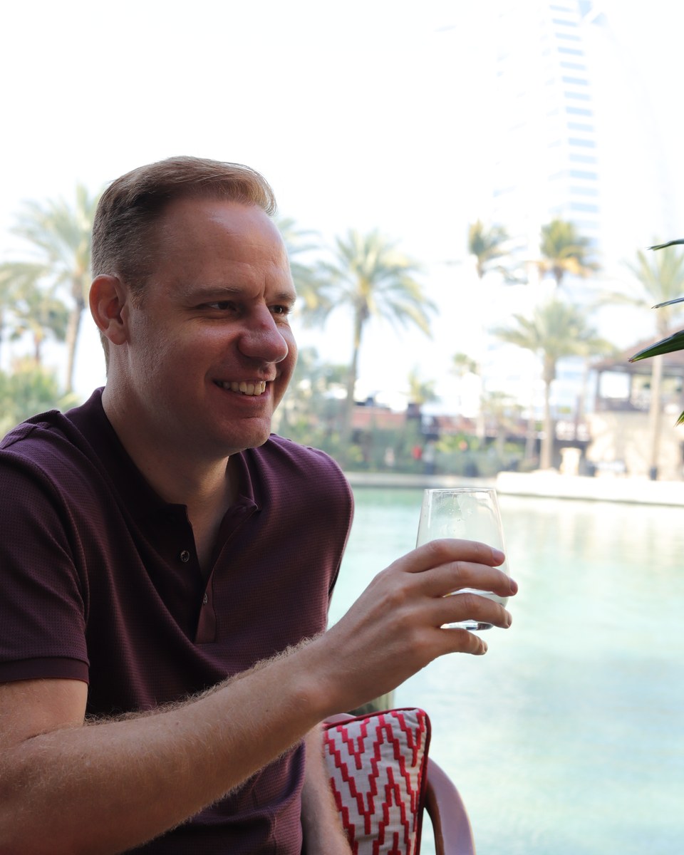 Michael Rosmer by the waterfront in Dubai
