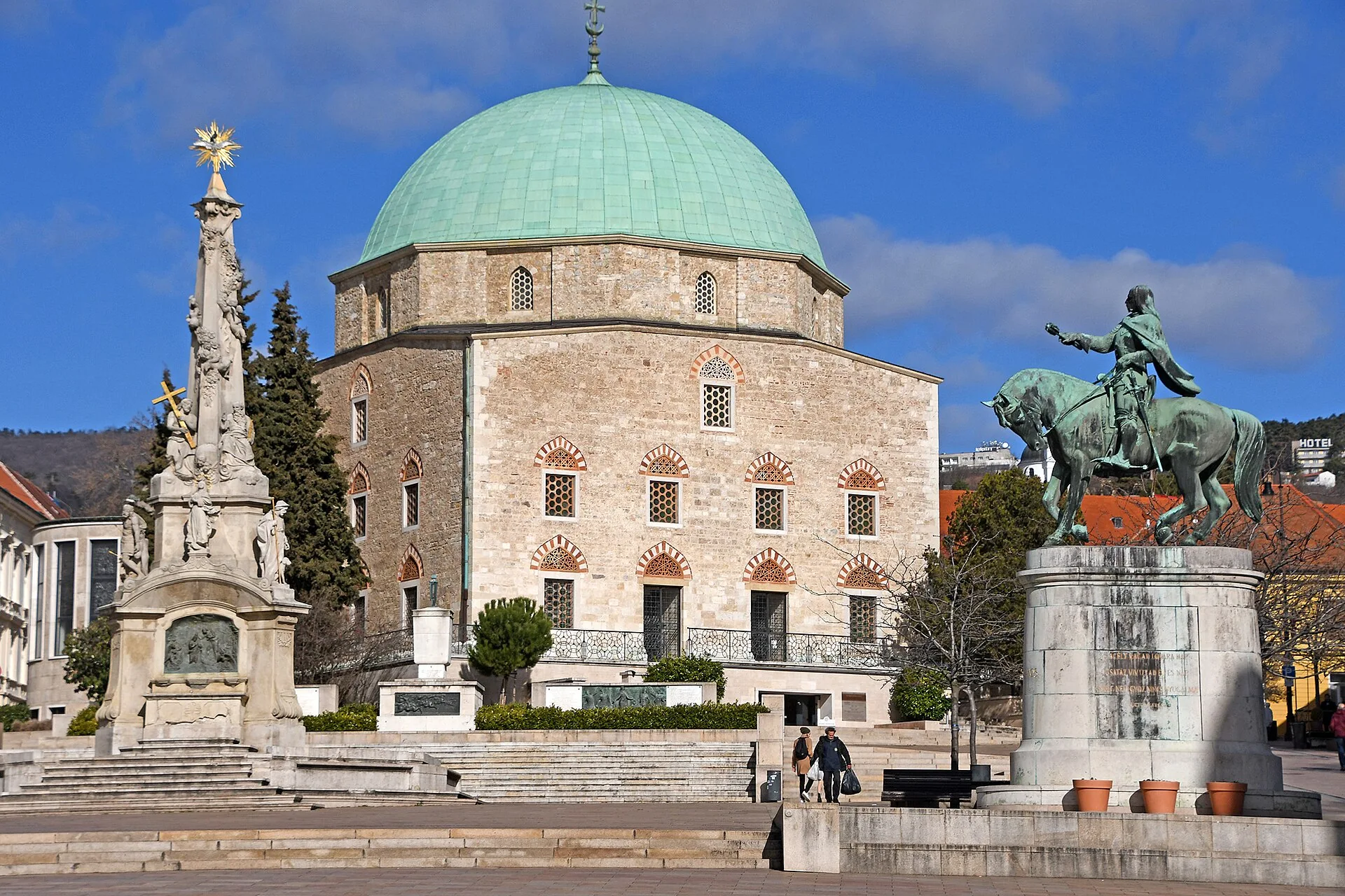 The dome of the former mosque of Pasha Qasim on Széchenyi Square in Pécs.