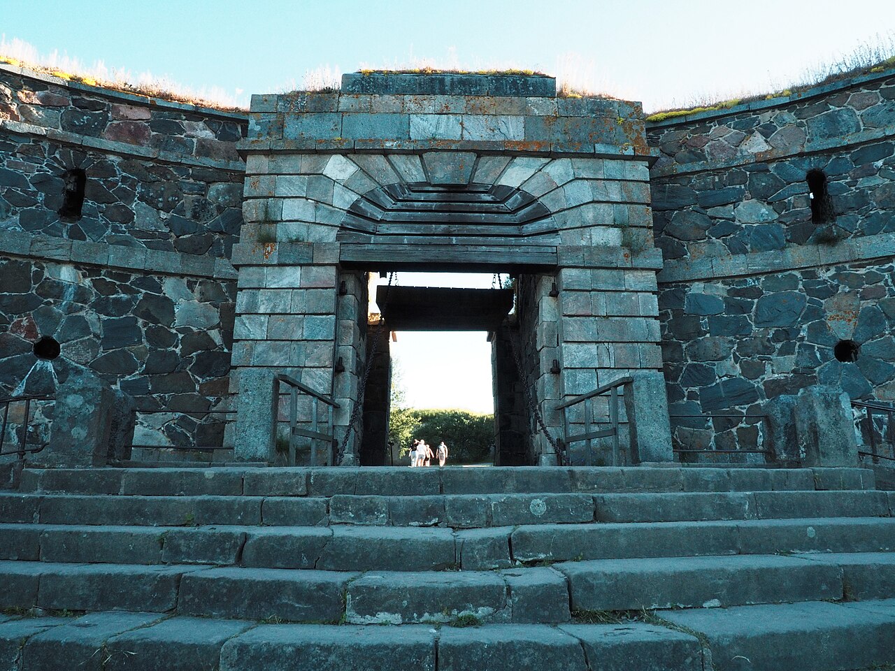 Stone arch and steps of the King’s Gate at Suomenlinna sea fortress in Helsinki