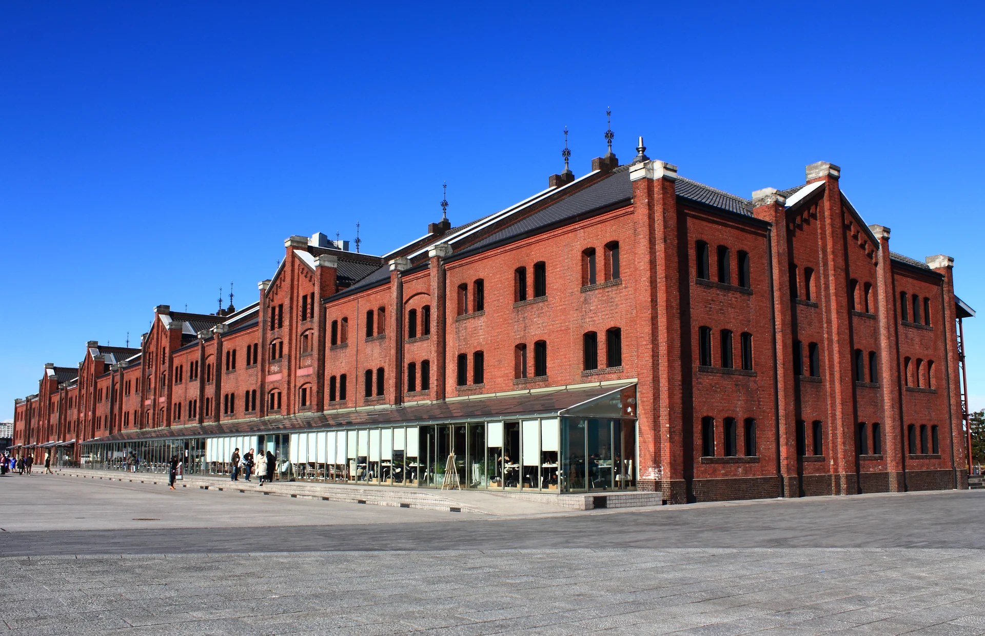 Yokohama Red Brick Warehouse on a clear day.